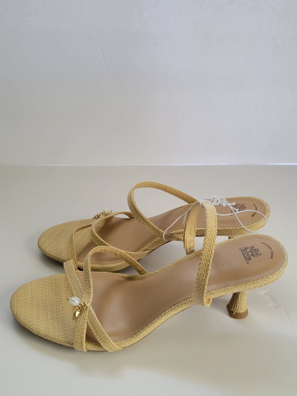 Straw-Weave Yellow Slingback Heel Sandals